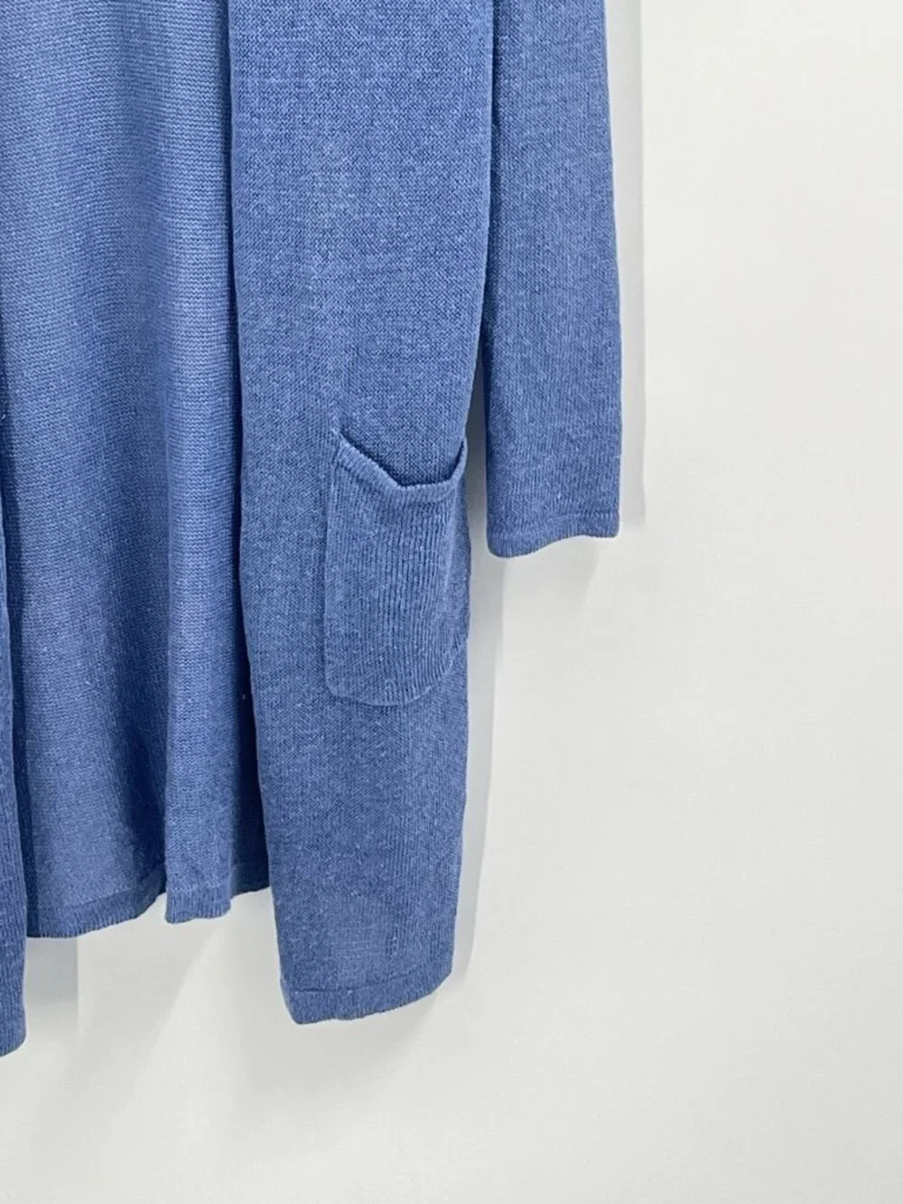 J Jill Lightweight Long Line Cardigan Linen Blue Sz XS Coastal Grandmother